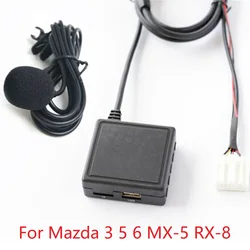 New Car AUX Audio Cable Adapter Bluetooth Mic For Mazda 3 5 6 MX-5 RX-8 Stereo Radio Bluetooth Car Kit