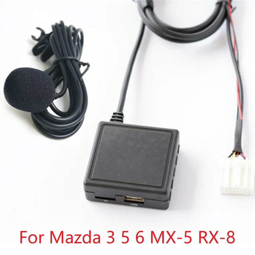 Nowy samochód AUX Adapter przewodu Audio mikrofon Bluetooth dla Mazda 3 5 6 MX-5 RX-8 wieża Stereo zestaw samochodowy Bluetooth