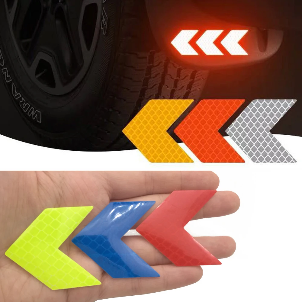 10pcs רכב להקת קלטת רעיוני חץ אזהרת דבק רפלקטור מדבקות לרכב פגוש תא מטען אופנוע בגדי דקורטיבי