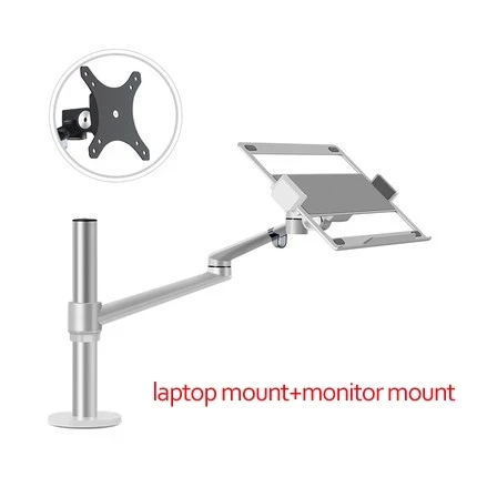 OL-1S 360 Rotation Aluminum Alloy 2 in 1 monitor arm mount stand and Laptop Stand Holder Dual Arm Office Desktop Lapdesk Bracket