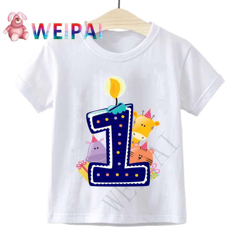 Bambini Cartoon Birthday Number 1 Print T-Shirt Boy & Girl I Am 1 Funny Gift Tshirt Baby 1 anno T Shirt bambini top