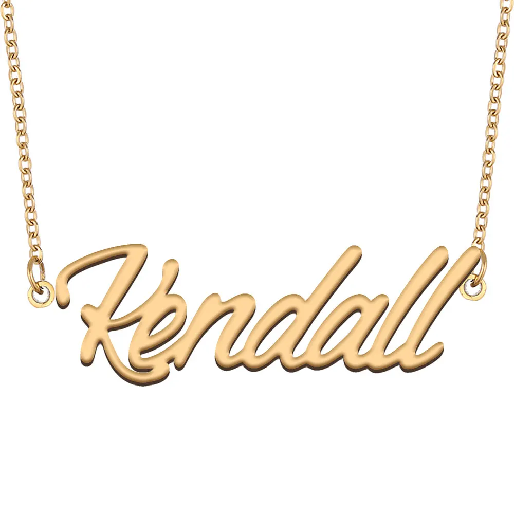 Kendall Name Necklace for Women Personalized Stainless Steel Jewelry Gold Plated Nameplate Pendant Femme Mothers Girlfriend Gift