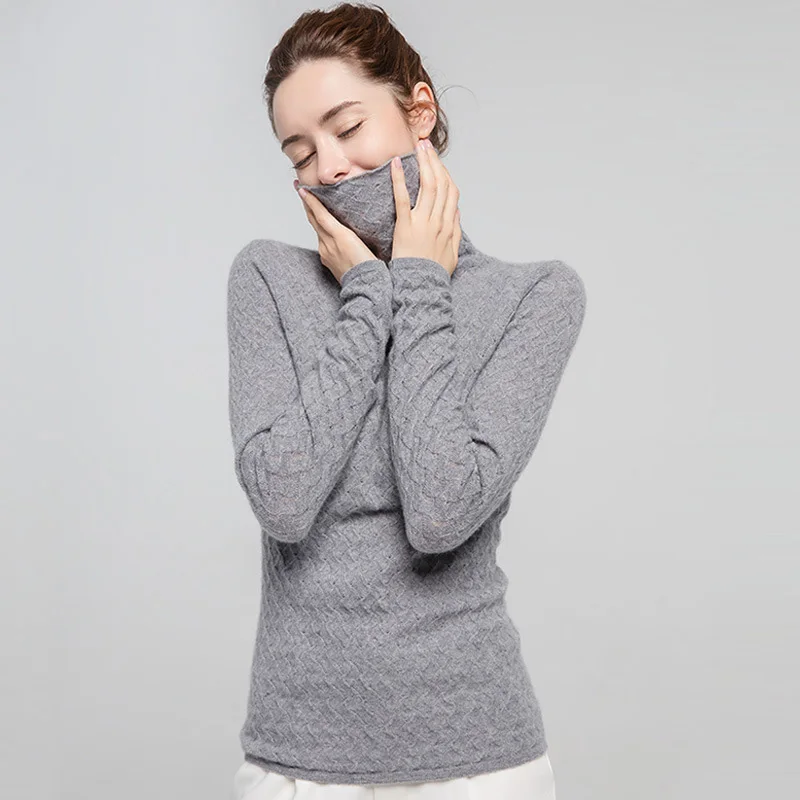 SuyaDream Women Pullover 100%Cashmere Sweater For Women Computer Knits 2020 Fall Winter Turtleneck Sweaters Bottoming Knitwear