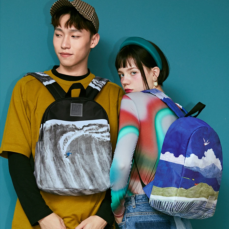 YIZISTORE new original creative 13inch backpacks for teenagers stylish school bags in HAND DRAWINGS series  (FUN KIK store)