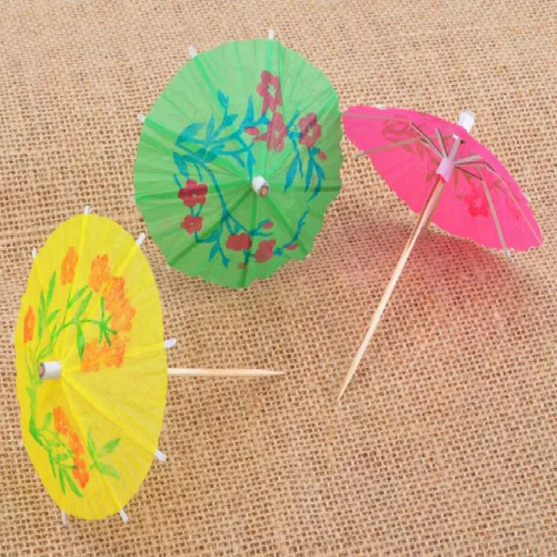 

Disposable Wood Paper Umbrella, Fruit Fork Needle, Kitchen Barware Bar Tools, Decorations, 140Pc
