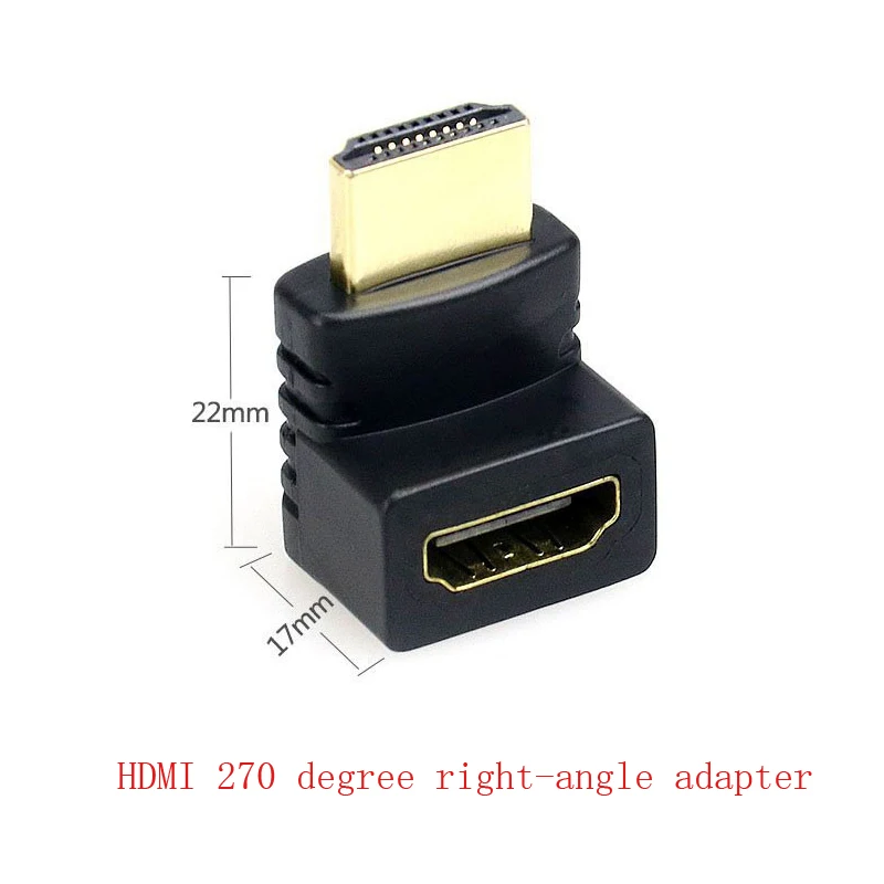Adattatore ad angolo retto a 90 gradi compatibile con HDMI connettore a gomito HDMI HDMI da 270 gradi maschio a femmina