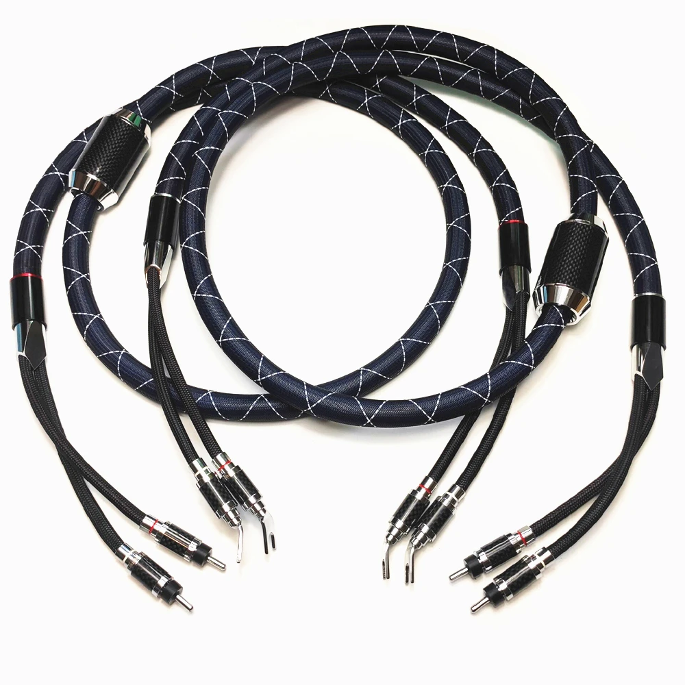 Audiophile Top-of-the-line HiFi Audio NanoFlux Speaker Cable with Carbon Fibre Banana or Spade Plug