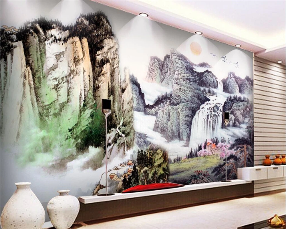 welyu Custom wallpaper 3d mural huge landscape painting background wall horse to success eight horses landscape mural фотообои