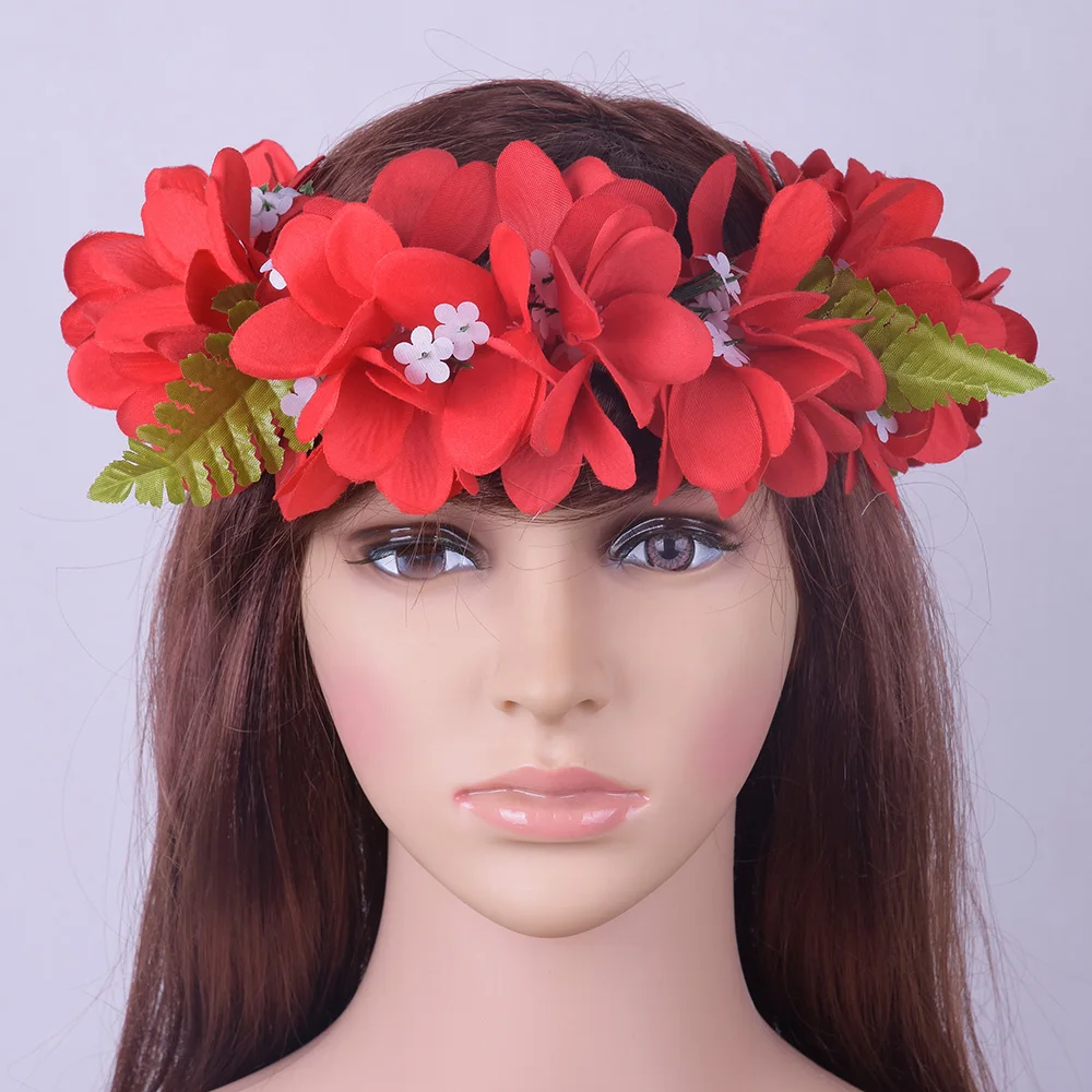 

MIXED COLOR Free Shipping HL0001B-2 50pcs/lot 5Color 50CM Silk Plumeria Elastic Headband Women Wear Accessories Hawaii Flower