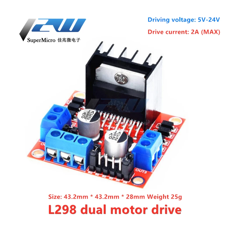 1pcs L298N Motor Controller DC Board Dual H-Bridge Stepper Robot Motor Control and Drive Module for Arduin o Smart Car