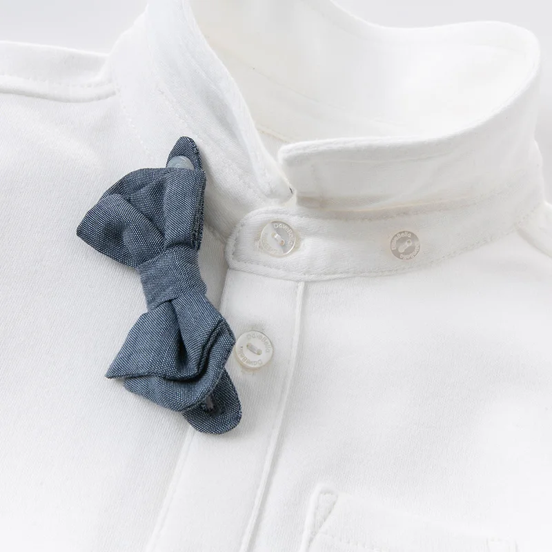 DB14571 dave bella autumn baby boys removable bow solid shirts infant toddler tops children high quality clothes