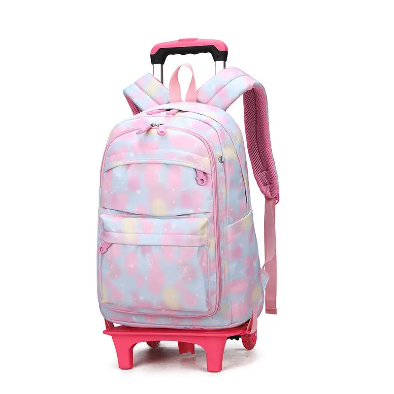 School Rolling Backpack Bag For Girls  School Wheeled Backpack Bag Student Book Bag with Wheels Kids Rolling Travel Trolley Bags