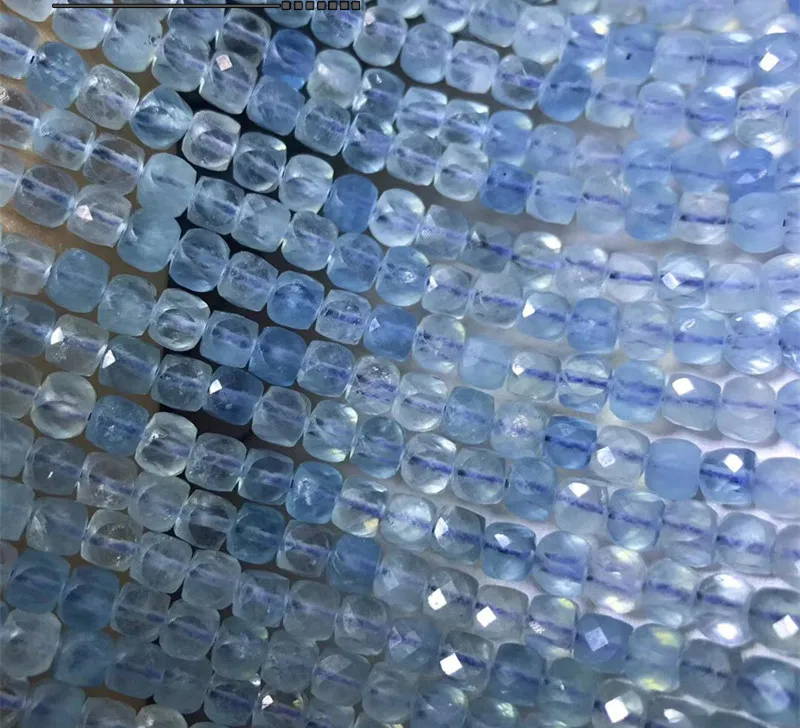 Aquamarine blue 6A square faceted 5-5.5mm  for DIY jewelry making  loose beads  FPPJ wholesale  nature 38CM