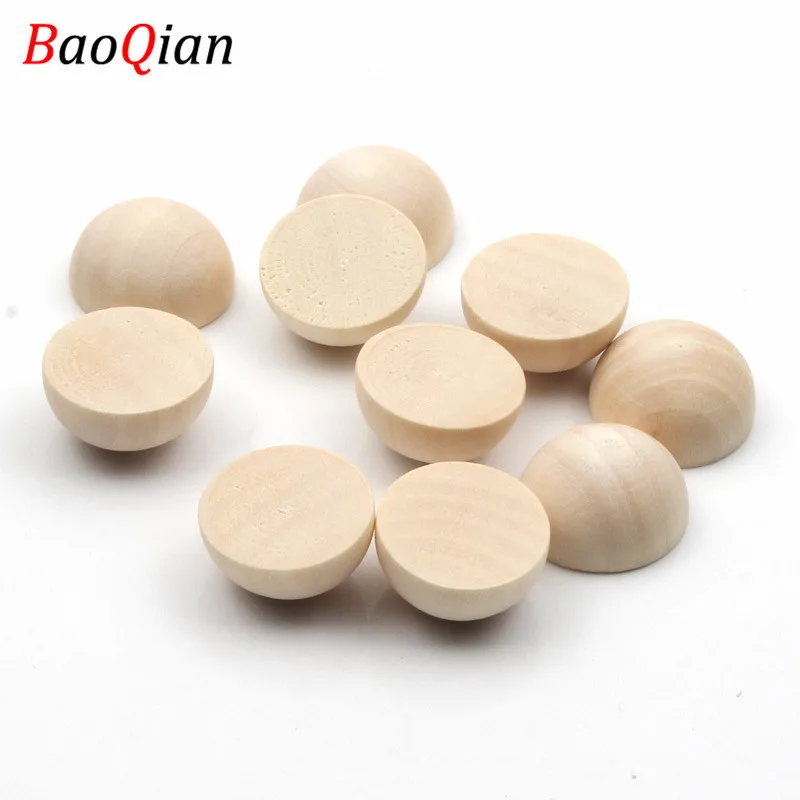 Natural Wood Half-Faced Round Beads DIY Wood-Colored Grinding Teeth Lead-free Beads Make Creative Jewelry Accessories 15-40mm