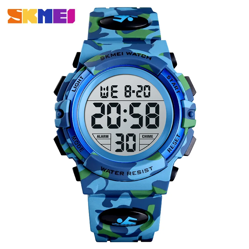 SKMEI Luxury Outdoor Camouflage Children's Watches Fashion Colorful LED Waterproof Sport Kids Watch For Boy Girls Wristwatches