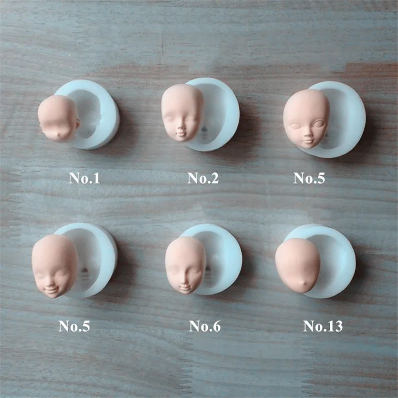 SNASAN 3D Doll Facemold Super Light Clay Soft Pottery Sugar Face Mold Silicone Mould UV Epoxy Pendant Mold