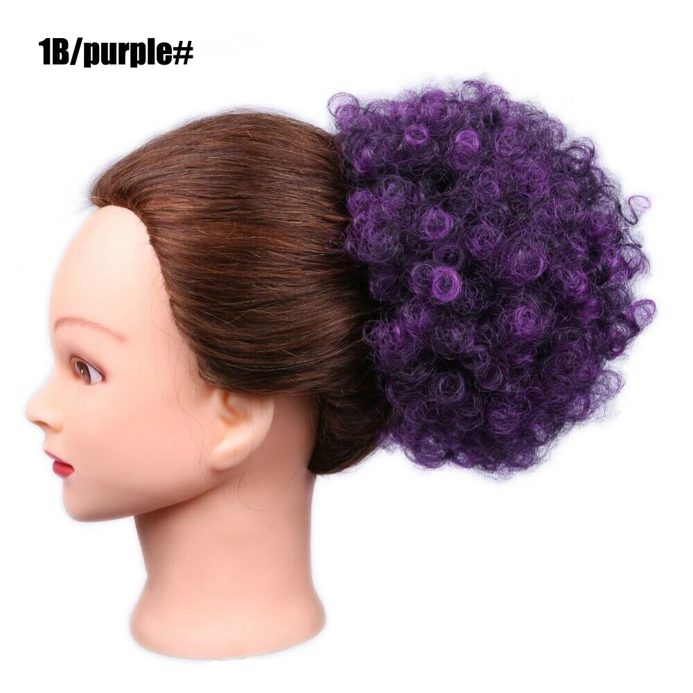 Krótki Afro Puff syntetyczny przyrząd do koka z włosów Chignon Hairpiece dla czarnych kobiet sznurkiem kucyk perwersyjne kręcone Updo klip