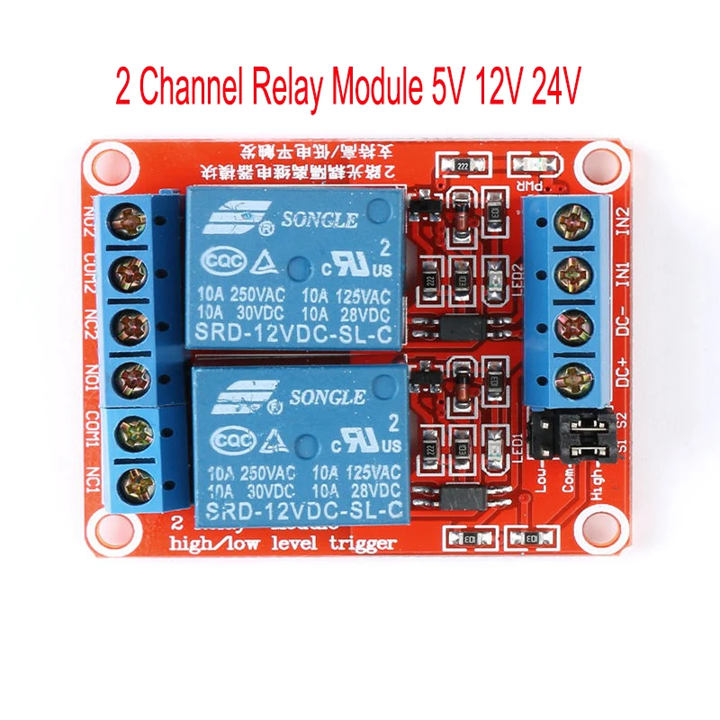 5V 12V 24V 2 channel Relay Module High and Low Level Trigger Relay Control With Optocoupler Two Way Relays DC 5 V 12 V 24 V Volt