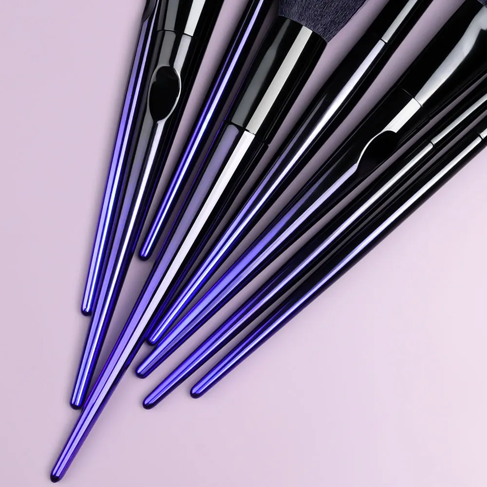 10 Pcs Makeup Brushes Navy Blue Premium Synthetic Hair Brush Foundation Blending Brush Makeup Tool Powder Eyeshadow Cosmetic Set