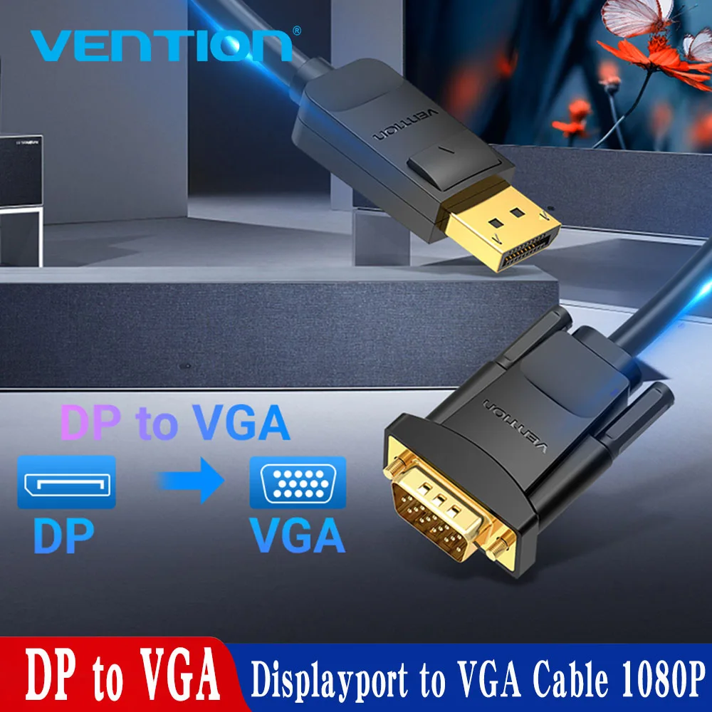 

Конвертер Vention Displayport в VGA DP «папа» на VGA «папа» Кабельный адаптер 1080P Разъем порта дисплея для ноутбука Настольный ПК