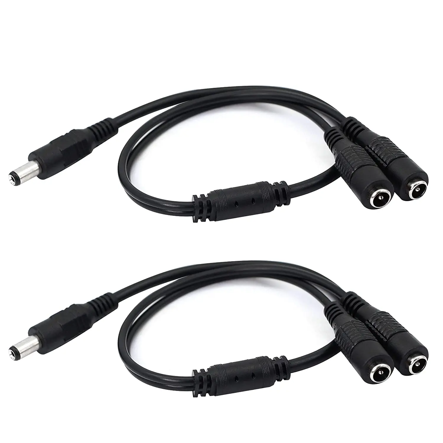 Paquete de 2 cables divisores DC Y 1 macho a 2 hembra, Cable adaptador de extensión de alimentación CC de 5,5mm x 2,1mm, para cámaras de vigilancia CCTV