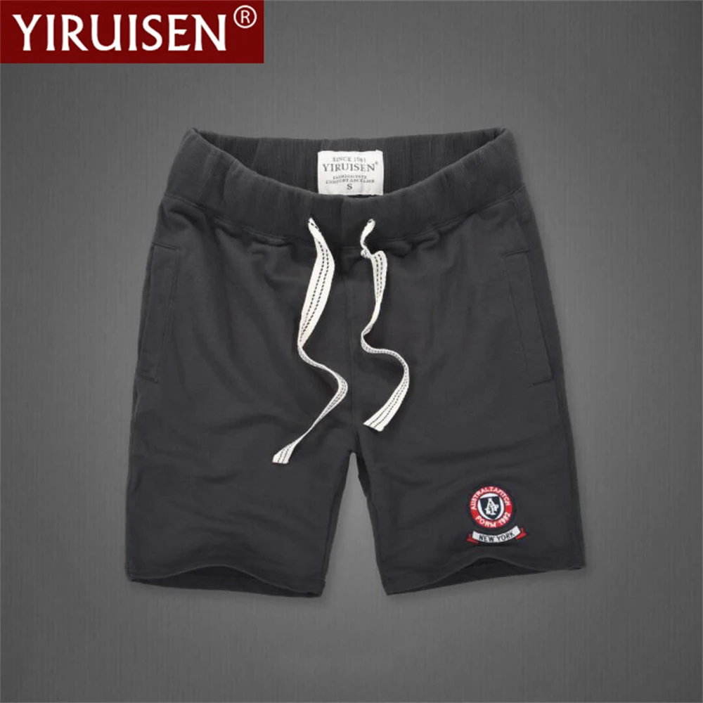 YiRuiSen 100% Cotton Men\'s Shorts Summer Vintage Male Shorts Embroidery Script Logo Tracksuit Pants Board Sweatpants Breechcloth