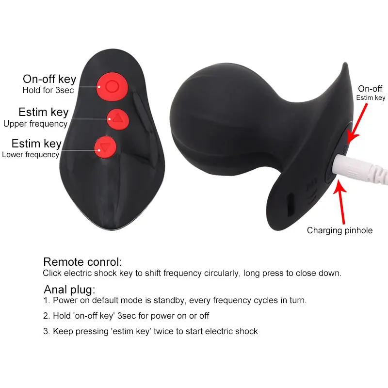 7/5 Frequency Electric Shock Anal Plug Remote Butt Plug Electro Sex Prostate Stimulator Bdsm Toys Anal Steel Balls Built In