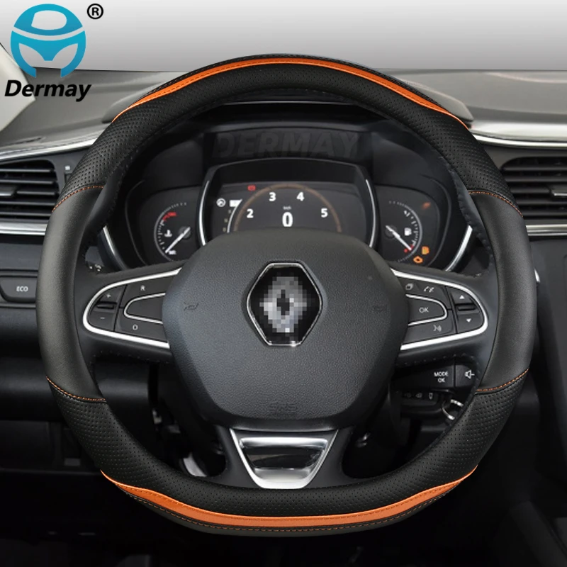 for Renault Clio 5 V Car Steering Wheel Cover Non-slip Breathable Microfiber Leather + Carbon Fiber Fashion Auto Accessories