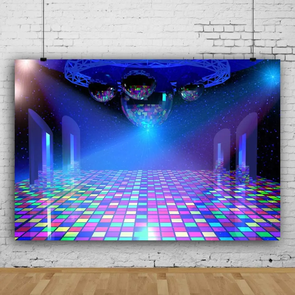 Disco Party Photography Backdrop 80s Themed Background Adults Birthday Party Night Club Neon Dance Scene Setter Music Banner