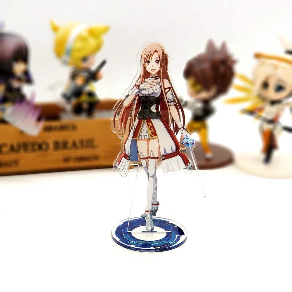 تماثيل Sword Art Online SAO Kirito Kazuto Asuna من الأكريليك لتزيين المكتب على شكل كعكة علوية أنيمي