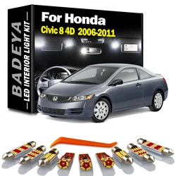 BADEYA 8Pcs Canbus For Honda Civic 8 4D Sedan Coupe Hatchback 2006-2011 Vehicle LED Interior Light Kit Map License Plate Lamp