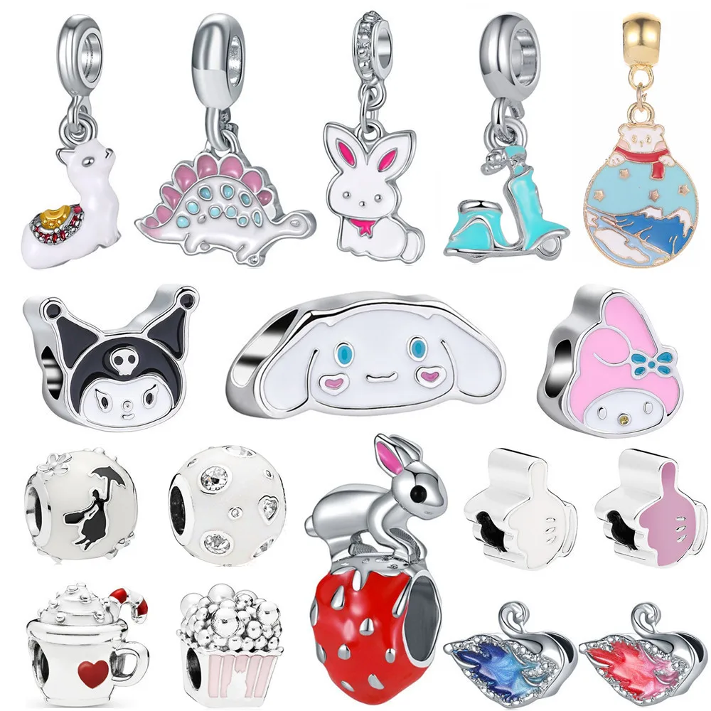 New Cute Cartoon Bunny Panda Balloon Bead Pendant Fit Original Pandora Charm Bracelet Women Jewelry Gifts