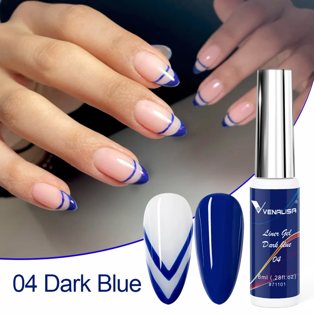 8 ml VENALISA Liner Gel 21 Farben Super Brush Glitter Neon Color Painting Gel Easy Apply French Gel Nail Art Design Drawing Gel – Detail 12