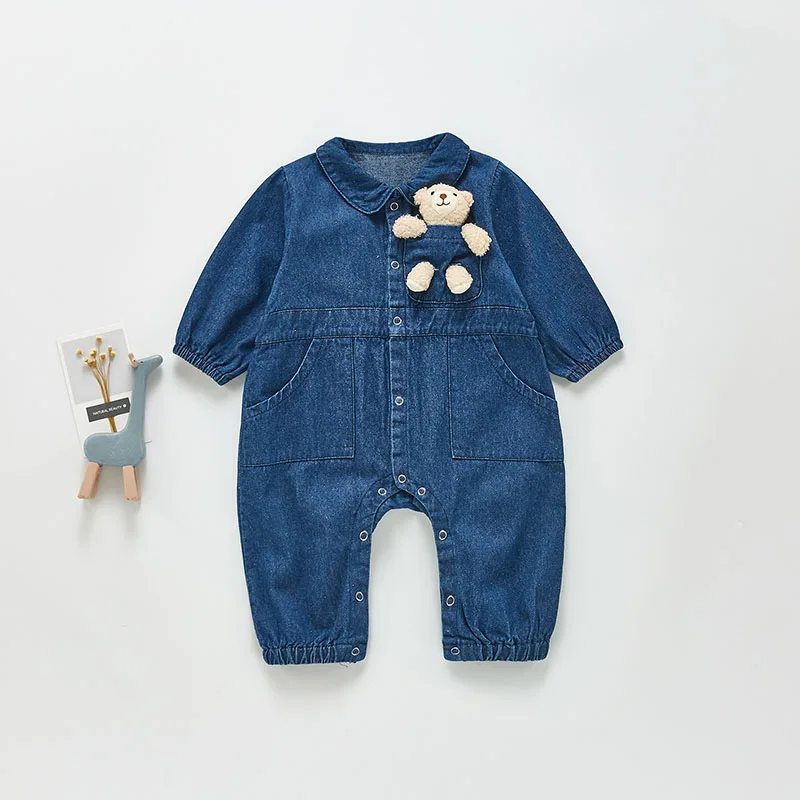 MILANCEL Spring Baby Clothing Rompers Denim Jumpsuit One Piece Outerwear