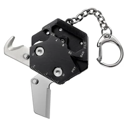 Multitool Keychain Hexagonal Kit Folding Mini Pocket Survival Tool Set Stainless Steel with Knife Micro Screw Driver Set Bottle