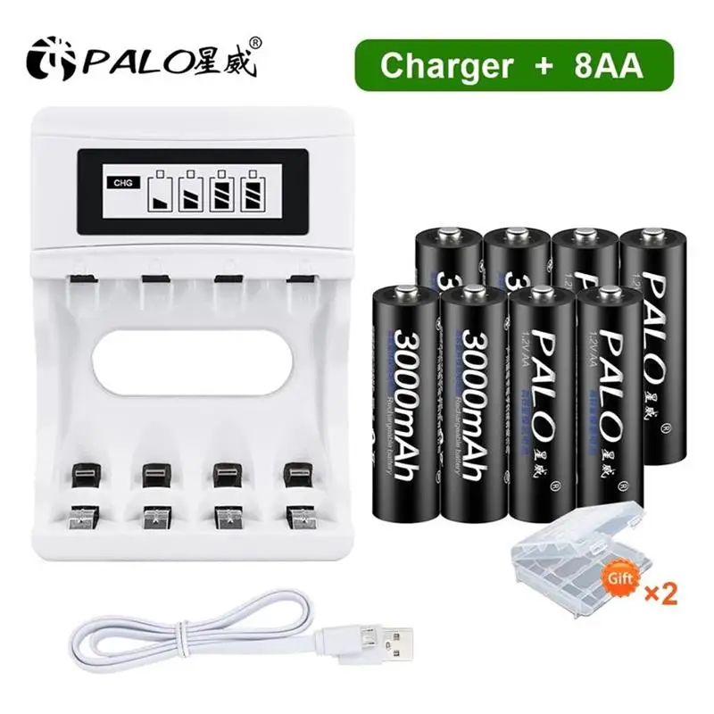 

AA Rechargeable Battery AA NiMH 1.2V 3000mAh Ni-MH 2A Pre-charged Bateria low self discharge aa Batteries For camera toy car