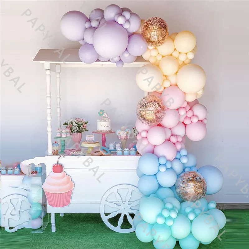 140Pcs Macaron Pink Blue Balloon Arch Garland Kit Confetti Latex Balloon Set Wedding Birthday Decoration Baby Shower Globos