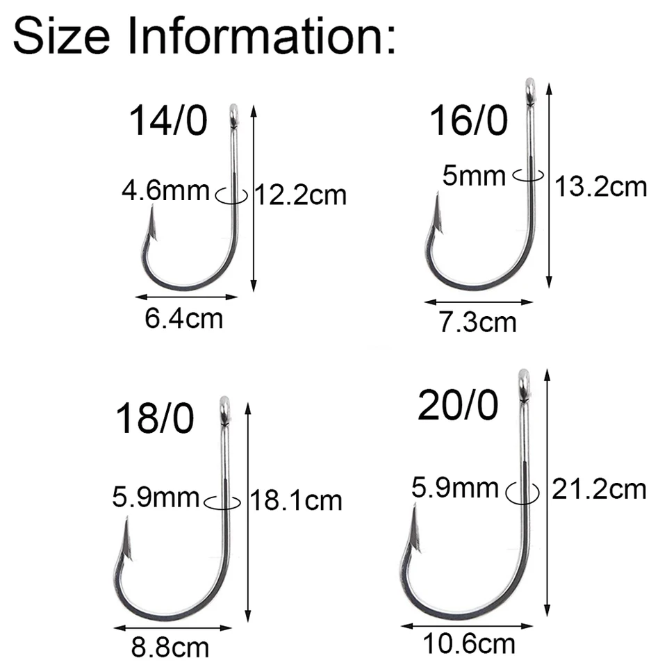 7PCS Tuna Fishing Hooks Stainless steel Big game Live bait Large Alligator Hook Circle Barbed Fishhooks 14/0 16/0 18/0 20/0 - AliExpress 18 7PCS Tuna Fishing Hooks Stainless steel Big game Live bait Large Alligator Hook Circle Barbed Fishhooks 14/0 16/0 18/0 20/0 - AliExpress 18