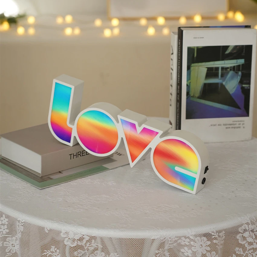愛の形をしたプラスチック製のLEDサイン,常夜灯,結婚式,誕生日パーティーの装飾,USBまたはバッテリー駆動