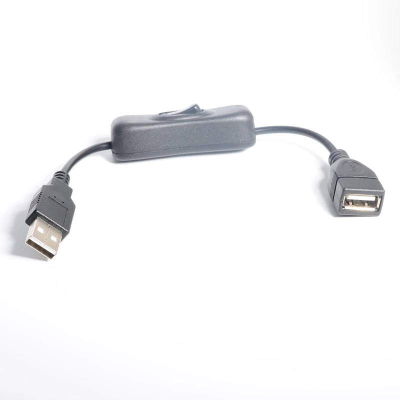 USB-кабель 20 см USB 2.0 A «папа-мама» Удлинительный кабель черного цвета с кабелем включения и выключения