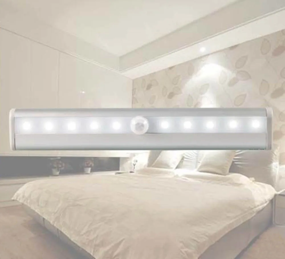 Wireless LED Motion Sensor Wardrobe Light Energy Saving10 LED Magnetic Closet Cabinet Light Wall Lamp Battery Powered