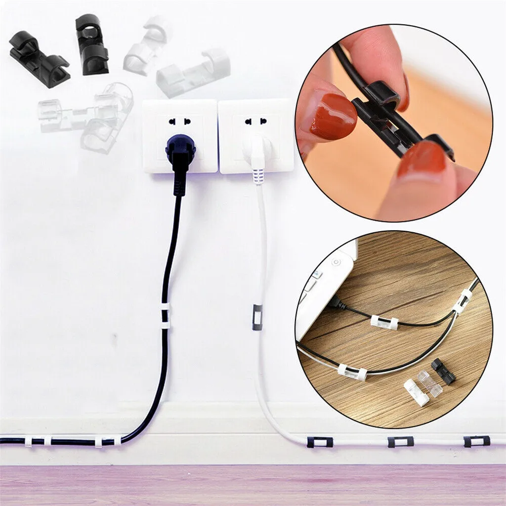 16/20PCS Self-adhesive Wire Organizer Line Cable Clip Buckle Clips Ties Fixer Fastener Holder Data Telephone Line Winder Sleeve