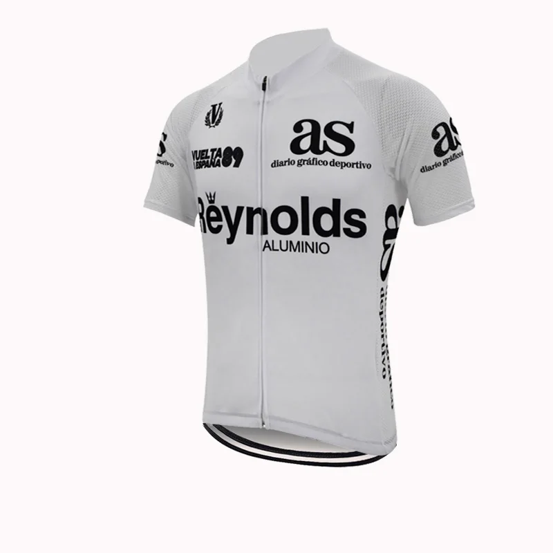 Reynolds retro men's cycling jersey white short sleeved team racing bicycle clothes Top yellow cycling clothing MTB ciclismo