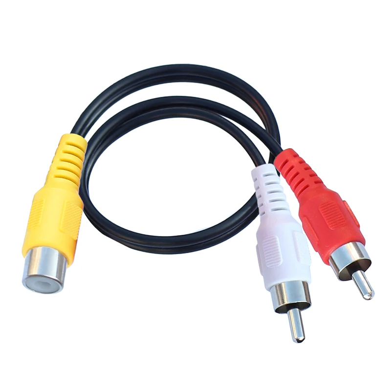 25cm 1 RCA Female to 2 RCA Male Cable RCA Y Splitter Cord  for Car Audio System Subwoofer Player