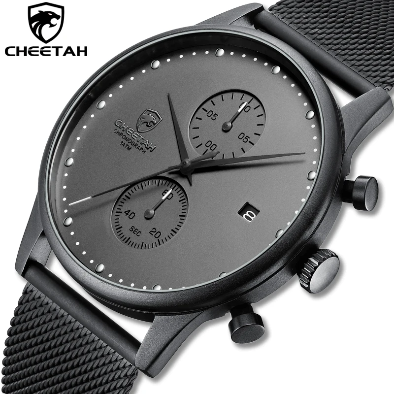 Men Watch CHEETAH Top Brand Luxury Quartz Watches with Stainless Steel Band Men’s Waterproof Chronograph Wristwatch Male Clock