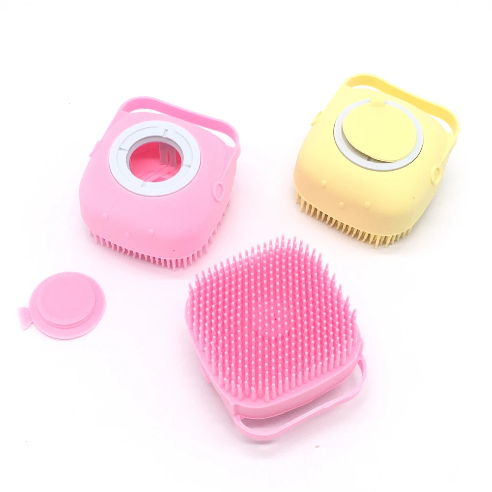 Pet Dog Shampoo Massager Brush Cat Massage Comb Grooming Scrubber Shower Brush for Bathing Hair Soft Clean Silicone Brushes