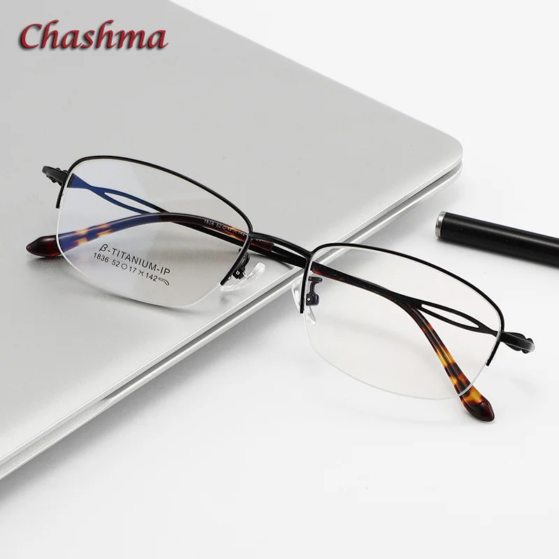 Chashma Women Titanium Frame  Fashion Gafas Light Weight Spectacle Flexible Temple Glass for Female