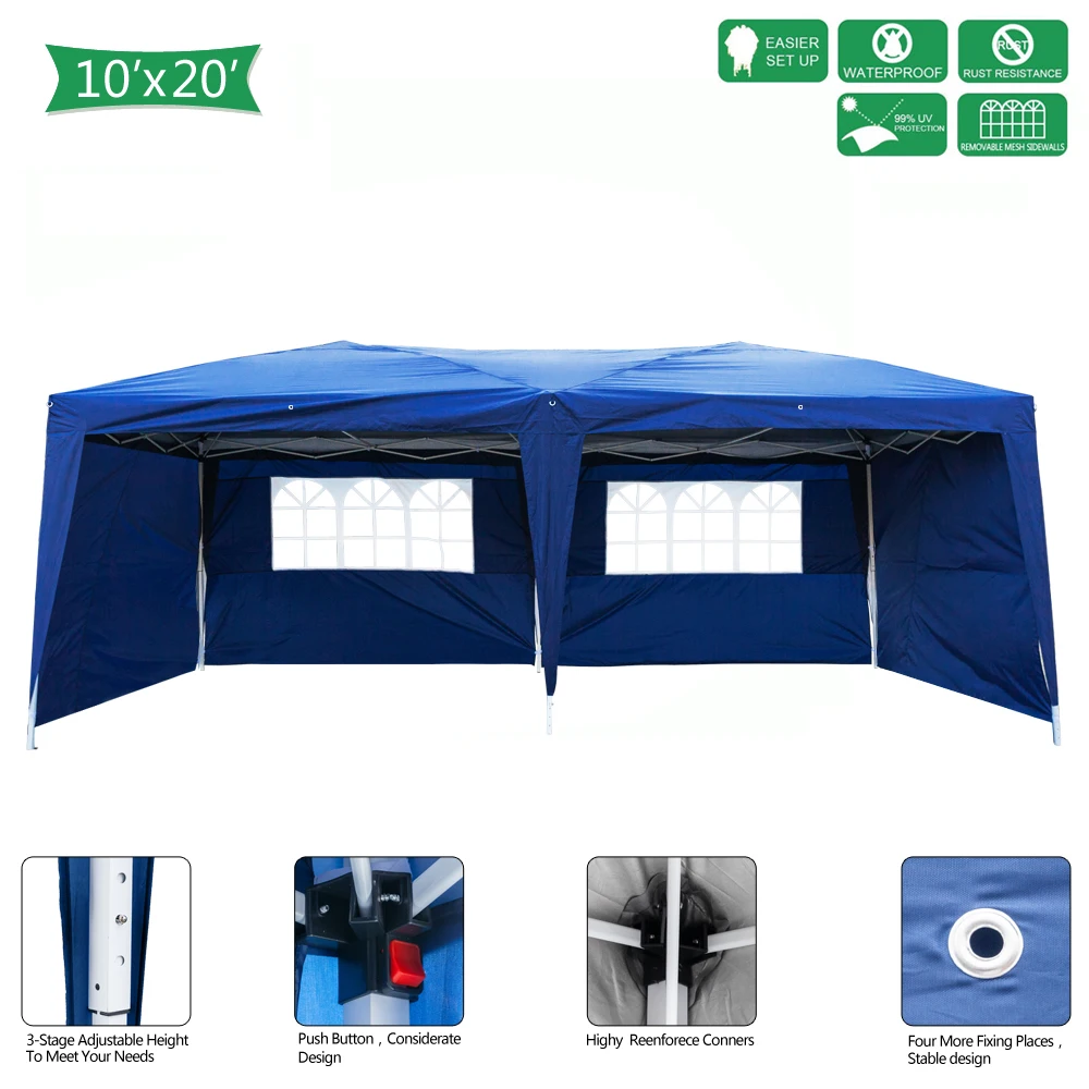 Lotto 3 x 6m Two Windows Practical Waterproof Folding Tent Blue Wedding Tents for Events Party Tent