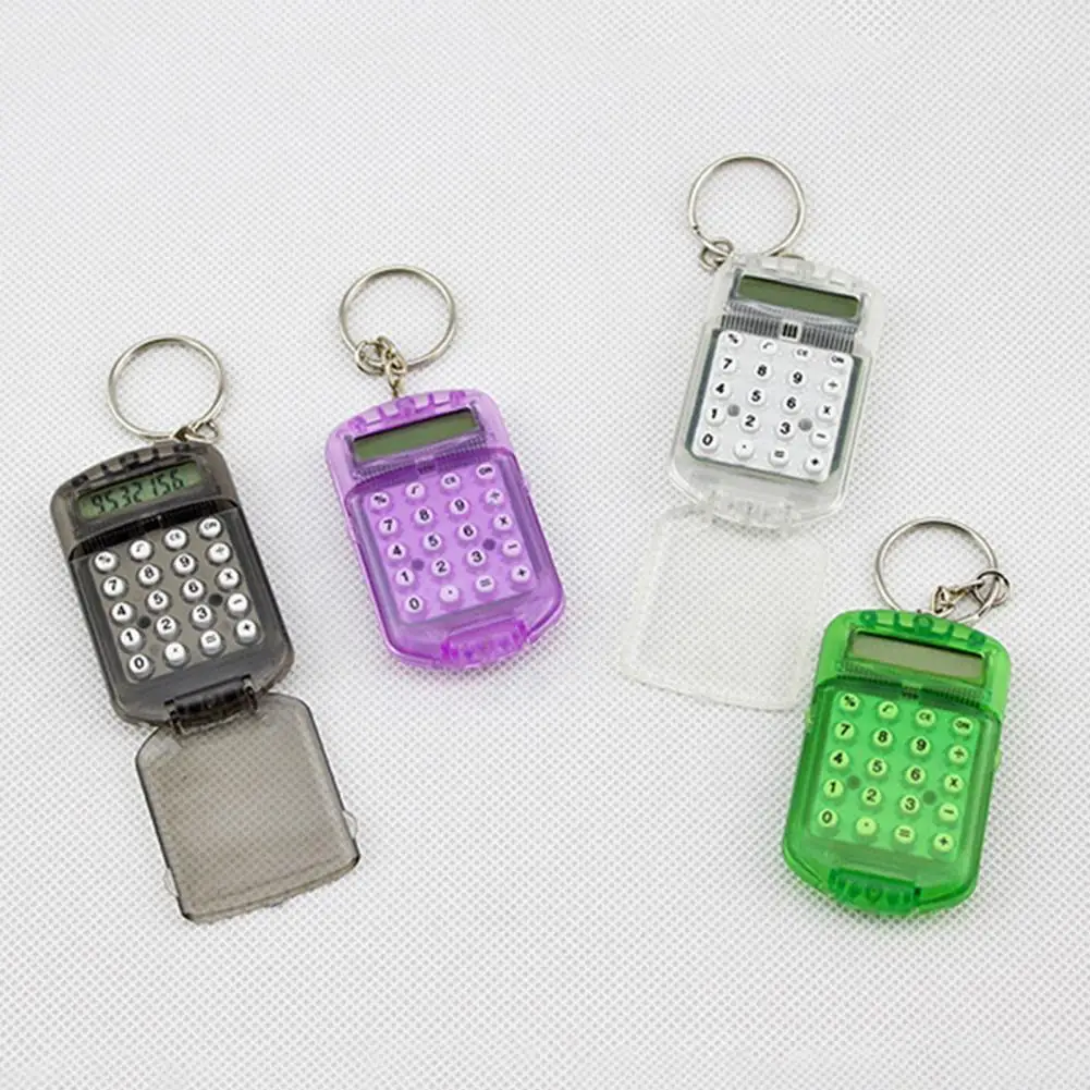 Calculator Creative Convenient Electronic Mini Calculator Bag Charm Keychain for School（Random Color）