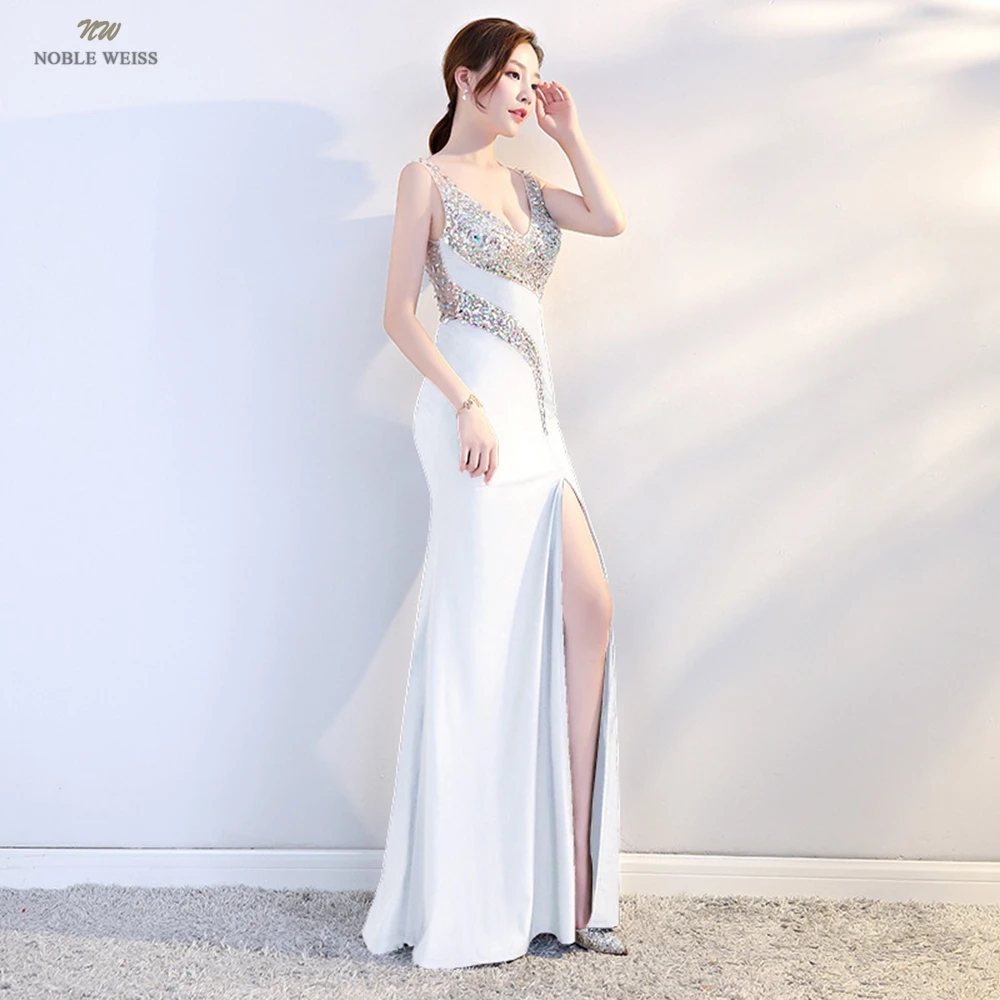 Dresses Woman Party Night V-Neck Floor-Length Prom Dresses Beading Sexy Long Dress
